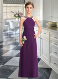 Cheyenne A-Line Scoop Neck Floor-Length Chiffon Junior Bridesmaid Dress With Beading Bow(s) STAP0013361