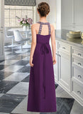 Cheyenne A-Line Scoop Neck Floor-Length Chiffon Junior Bridesmaid Dress With Beading Bow(s) STAP0013361