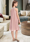 Leticia A-Line Scoop Neck Knee-Length Chiffon Junior Bridesmaid Dress With Beading Sequins STAP0013365