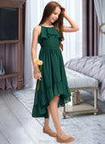 Angela A-Line Scoop Neck Asymmetrical Chiffon Junior Bridesmaid Dress With Cascading Ruffles STAP0013395