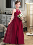 Eileen A-Line Scoop Neck Floor-Length Chiffon Junior Bridesmaid Dress STAP0013412