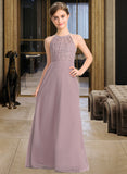 Shayna A-LineScoopNeckFloor-LengthChiffonLaceJuniorBridesmaidDressWithRuffle#173272 STAP0013416