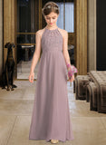 Shayna A-LineScoopNeckFloor-LengthChiffonLaceJuniorBridesmaidDressWithRuffle#173272 STAP0013416