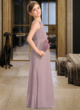 Shayna A-LineScoopNeckFloor-LengthChiffonLaceJuniorBridesmaidDressWithRuffle#173272 STAP0013416