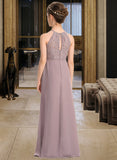 Shayna A-LineScoopNeckFloor-LengthChiffonLaceJuniorBridesmaidDressWithRuffle#173272 STAP0013416