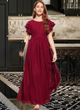 Quinn A-Line Scoop Neck Floor-Length Chiffon Junior Bridesmaid Dress With Cascading Ruffles STAP0013417