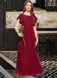 Quinn A-Line Scoop Neck Floor-Length Chiffon Junior Bridesmaid Dress With Cascading Ruffles STAP0013417