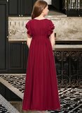 Quinn A-Line Scoop Neck Floor-Length Chiffon Junior Bridesmaid Dress With Cascading Ruffles STAP0013417