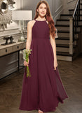 Prudence A-Line Scoop Neck Floor-Length Chiffon Junior Bridesmaid Dress STAP0013418