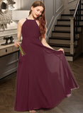 Prudence A-Line Scoop Neck Floor-Length Chiffon Junior Bridesmaid Dress STAP0013418