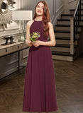 Prudence A-Line Scoop Neck Floor-Length Chiffon Junior Bridesmaid Dress STAP0013418