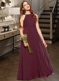 Prudence A-Line Scoop Neck Floor-Length Chiffon Junior Bridesmaid Dress STAP0013418