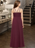 Prudence A-Line Scoop Neck Floor-Length Chiffon Junior Bridesmaid Dress STAP0013418