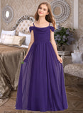 Rylee A-Line Off-the-Shoulder Floor-Length Chiffon Junior Bridesmaid Dress With Ruffle STAP0013421