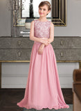 Kristina A-LineScoopNeckFloor-LengthChiffonJuniorBridesmaidDress#130498 STAP0013424