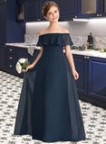 Lorelai A-Line Off-the-Shoulder Floor-Length Chiffon Junior Bridesmaid Dress With Cascading Ruffles STAP0013431