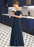 Lorelai A-Line Off-the-Shoulder Floor-Length Chiffon Junior Bridesmaid Dress With Cascading Ruffles STAP0013431