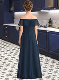 Lorelai A-Line Off-the-Shoulder Floor-Length Chiffon Junior Bridesmaid Dress With Cascading Ruffles STAP0013431