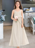 Harley A-Line V-neck Floor-Length Chiffon Junior Bridesmaid Dress STAP0013435