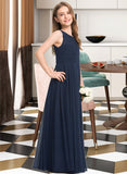 June A-Line Scoop Neck Floor-Length Chiffon Junior Bridesmaid Dress With Ruffle STAP0013441