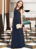 June A-Line Scoop Neck Floor-Length Chiffon Junior Bridesmaid Dress With Ruffle STAP0013441