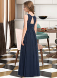 June A-Line Scoop Neck Floor-Length Chiffon Junior Bridesmaid Dress With Ruffle STAP0013441