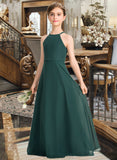 Ariel A-Line Scoop Neck Floor-Length Chiffon Junior Bridesmaid Dress STAP0013442