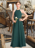 Ariel A-Line Scoop Neck Floor-Length Chiffon Junior Bridesmaid Dress STAP0013442