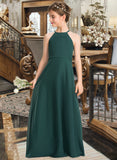 Ariel A-Line Scoop Neck Floor-Length Chiffon Junior Bridesmaid Dress STAP0013442