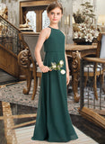 Ariel A-Line Scoop Neck Floor-Length Chiffon Junior Bridesmaid Dress STAP0013442