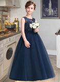 Rubi Ball-Gown/PrincessScoopNeckFloor-LengthTulleJuniorBridesmaidDressWithSash#126265 STAP0013449