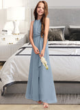 Shaniya A-Line Scoop Neck Floor-Length Chiffon Junior Bridesmaid Dress With Cascading Ruffles STAP0013450