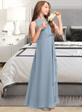 Shaniya A-Line Scoop Neck Floor-Length Chiffon Junior Bridesmaid Dress With Cascading Ruffles STAP0013450