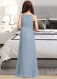 Shaniya A-Line Scoop Neck Floor-Length Chiffon Junior Bridesmaid Dress With Cascading Ruffles STAP0013450