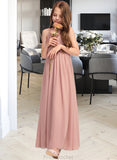 Nataly A-Line Scoop Neck Floor-Length Chiffon Junior Bridesmaid Dress With Ruffle STAP0013451