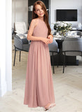 Nataly A-Line Scoop Neck Floor-Length Chiffon Junior Bridesmaid Dress With Ruffle STAP0013451