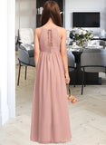 Nataly A-Line Scoop Neck Floor-Length Chiffon Junior Bridesmaid Dress With Ruffle STAP0013451