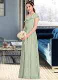 Jasmin A-Line One-Shoulder Floor-Length Chiffon Junior Bridesmaid Dress With Cascading Ruffles STAP0013458