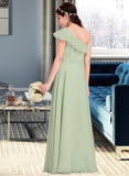 Jasmin A-Line One-Shoulder Floor-Length Chiffon Junior Bridesmaid Dress With Cascading Ruffles STAP0013458