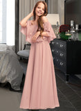 Tiara A-Line Off-the-Shoulder Floor-Length Chiffon Junior Bridesmaid Dress With Ruffle STAP0013459