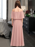 Tiara A-Line Off-the-Shoulder Floor-Length Chiffon Junior Bridesmaid Dress With Ruffle STAP0013459