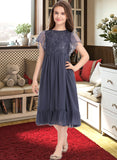 Suzanne A-Line Scoop Neck Knee-Length Chiffon Lace Junior Bridesmaid Dress With Cascading Ruffles STAP0013462