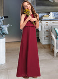 Gabriella A-Line Scoop Neck Floor-Length Chiffon Junior Bridesmaid Dress With Ruffles STAP0013465