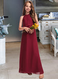 Gabriella A-Line Scoop Neck Floor-Length Chiffon Junior Bridesmaid Dress With Ruffles STAP0013465