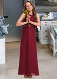 Gabriella A-Line Scoop Neck Floor-Length Chiffon Junior Bridesmaid Dress With Ruffles STAP0013465