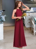 Gabriella A-Line Scoop Neck Floor-Length Chiffon Junior Bridesmaid Dress With Ruffles STAP0013465