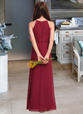 Gabriella A-Line Scoop Neck Floor-Length Chiffon Junior Bridesmaid Dress With Ruffles STAP0013465