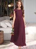 Allison A-Line Scoop Neck Floor-Length Chiffon Junior Bridesmaid Dress With Cascading Ruffles STAP0013466