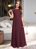 Allison A-Line Scoop Neck Floor-Length Chiffon Junior Bridesmaid Dress With Cascading Ruffles STAP0013466