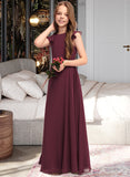 Allison A-Line Scoop Neck Floor-Length Chiffon Junior Bridesmaid Dress With Cascading Ruffles STAP0013466